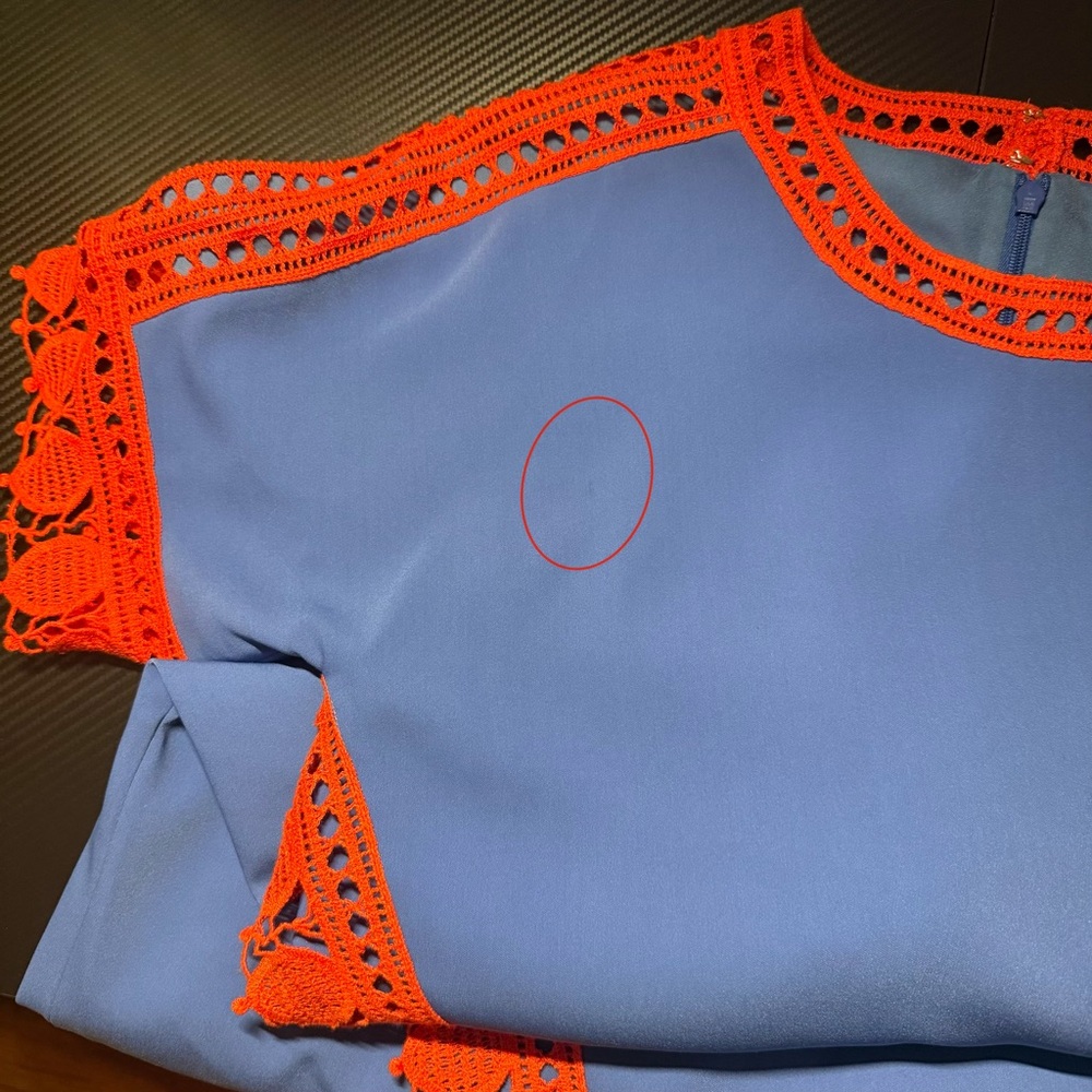 Tory Burch Marissa Runway Blue & Redish Orange Lace Shift Dress Size 2 💙 - Picture 14 of 14